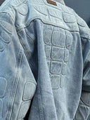 Amelie | Embroidered Denim Jacket – Button Front Oversized Long Sleeve