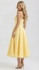 Amity | Sweetheart Midi Dress – Evening Spaghetti Strap Bust Cups Flared Skirt