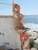 Amorette | Tropical Print Bikini Set – Triangle Top Starfish Charm Maxi Skirt Three Piece