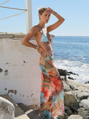 Amorette | Tropical Print Bikini Set – Triangle Top Starfish Charm Maxi Skirt Three Piece