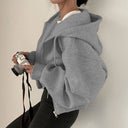 Angelique | Cropped Zip Hoodie – Casual Drawstring Hood Long Sleeve Front Pockets