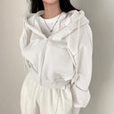 Angelique | Cropped Zip Hoodie – Casual Drawstring Hood Long Sleeve Front Pockets