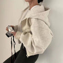 Angelique | Cropped Zip Hoodie – Casual Drawstring Hood Long Sleeve Front Pockets