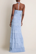 Annabel | Pleated Tiered Maxi Dress – Halter Neck Sleeveless Wedding Guest