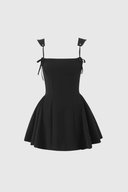 Annabelle | Structured Mini – Square Neck Tie Strap Corset Peplum Skater Party Dress