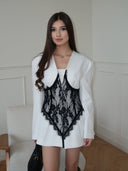 Annalise | Blazer Mini Dress – Long Sleeve Lace Corset Overlay Party Dress