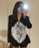 Annalise | Blazer Mini Dress – Long Sleeve Lace Corset Overlay Party Dress