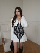 Annalise | Blazer Mini Dress – Long Sleeve Lace Corset Overlay Party Dress