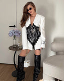 Annalise | Blazer Mini Dress – Long Sleeve Lace Corset Overlay Party Dress