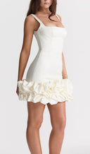 Annika | Square Neck Mini – Sleeveless Bodycon Ruffle Hem Party Cocktail Dress