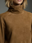 Annora | Suede Effect Mini Dress – Casual High Neck Long Sleeve Utility Pockets