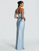 Anouk | Satin Maxi Dress – Evening One Shoulder Draped Neck Ruched Front