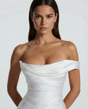 Anouk | Satin Maxi Dress – Evening One Shoulder Draped Neck Ruched Front