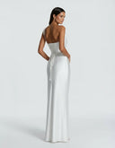 Anouk | Satin Maxi Dress – Evening One Shoulder Draped Neck Ruched Front