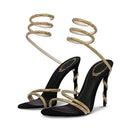 Antonia | Rhinestone Strappy Heels – Evening Spiral Ankle Wrap Stiletto