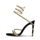 Antonia | Rhinestone Strappy Heels – Evening Spiral Ankle Wrap Stiletto