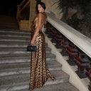 Anya | Leopard Print Halter Neck Maxi – Deep V Backless Evening Summer Dress