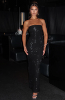 Arabella | Geometric Maxi Party Dress – Evening Strapless Rhinestone Grid
