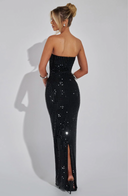 Arabella | Geometric Maxi Party Dress – Evening Strapless Rhinestone Grid