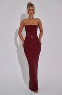 Arabella | Geometric Maxi Party Dress – Evening Strapless Rhinestone Grid