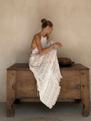 Araceli | Ruffle Tiered Two Piece Set – Halter Crop Top Maxi Skirt Summer Co-ord