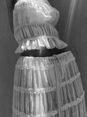Araceli | Ruffle Tiered Two Piece Set – Halter Crop Top Maxi Skirt Summer Co-ord