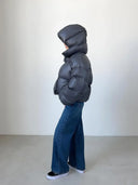 Ariane | Hooded Puffer Jacket – Winter High Collar Long Sleeve Zip Front