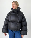 Ariane | Hooded Puffer Jacket – Winter High Collar Long Sleeve Zip Front