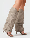Arianne | Knee High Heels – Evening Open Toe Stiletto Ruched Shaft