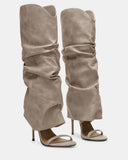Arianne | Knee High Heels – Evening Open Toe Stiletto Ruched Shaft