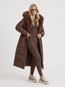 Arwen | Long Quilted Puffer Coat – Winter Hooded Drawstring Waist Zip Front