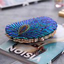 Astrid | Beaded Shell Clutch Bag – Evening Peacock Pattern Frame Closure