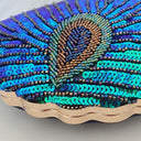 Astrid | Beaded Shell Clutch Bag – Evening Peacock Pattern Frame Closure