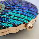 Astrid | Beaded Shell Clutch Bag – Evening Peacock Pattern Frame Closure