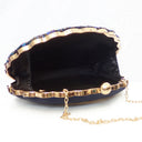 Astrid | Beaded Shell Clutch Bag – Evening Peacock Pattern Frame Closure