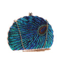 Astrid | Beaded Shell Clutch Bag – Evening Peacock Pattern Frame Closure