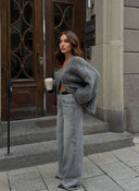 Aubree | Oversized Textured Cardigan – V Neck Button Front Long Sleeve