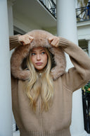 Aubri | Hooded Knit Zip Cardigan – Plush Trim Long Sleeve Cold Weather