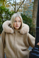 Aubri | Hooded Knit Zip Cardigan – Plush Trim Long Sleeve Cold Weather