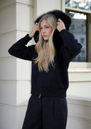 Aubri | Hooded Knit Zip Cardigan – Plush Trim Long Sleeve Cold Weather
