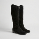 Audrey | Knee High Boots – Western Round Toe Block Heel Harness Strap