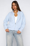 Augusta | Zip Front Knit Cardigan – Crew Neck Drop Shoulder Long Sleeve