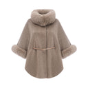 Aurelia | Cape Plain Coat – Winter Plush Collar Cuffs Buckle Belt Pockets