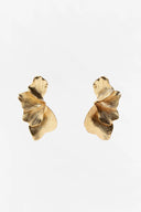 Autumn | Gold Textured Petal Drop Earrings – Oversized Layered Statement Jewellery