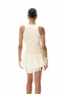 Ayleen | Halter Neck 3D Flower Mini – Ruched Ruffle Skirt Cocktail Party Dress