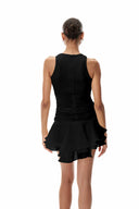 Ayleen | Halter Neck 3D Flower Mini – Ruched Ruffle Skirt Cocktail Party Dress