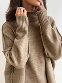 Baylor | Turtleneck Knit Two Piece Set – Lounge Wide Leg Pants Long Sleeve