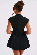 Benthe | Stand Collar Plunge V Neck Mini – Cap Sleeve A-Line Party Occasion Dress