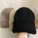 Bernadette | Fuzzy Knit Beanie – Winter Ribbed Foldover Cuff Stretch Pull On