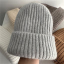 Bernadette | Fuzzy Knit Beanie – Winter Ribbed Foldover Cuff Stretch Pull On